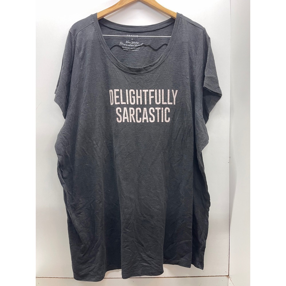 Torrid Delightfully Sarcastic Graphic Tee Charcoal Gray Plus Size 6 6X